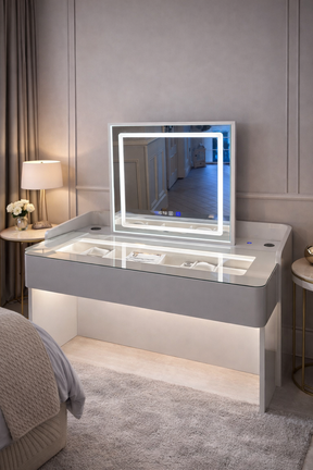 elevate vanity in white by glamour Furniture store cookstown