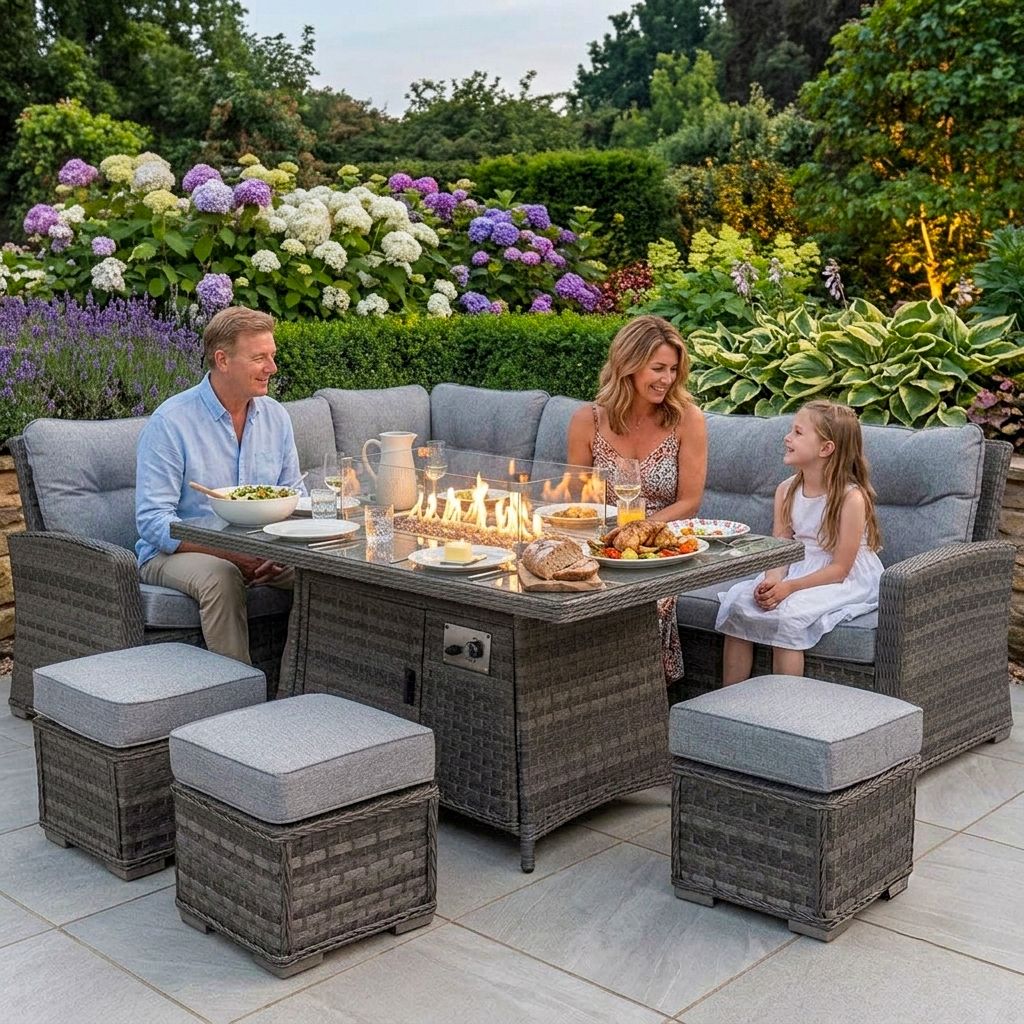 Alicante L-Corner Fire Pit Dining Suite