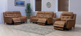 Pachino saddle reclining sofa set in a room with a rug and decor at the furniture store ni