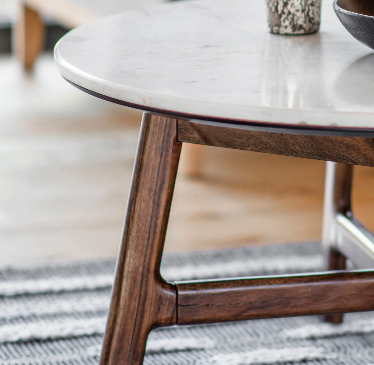 Barcelona Round Coffee Table | White Marble Top