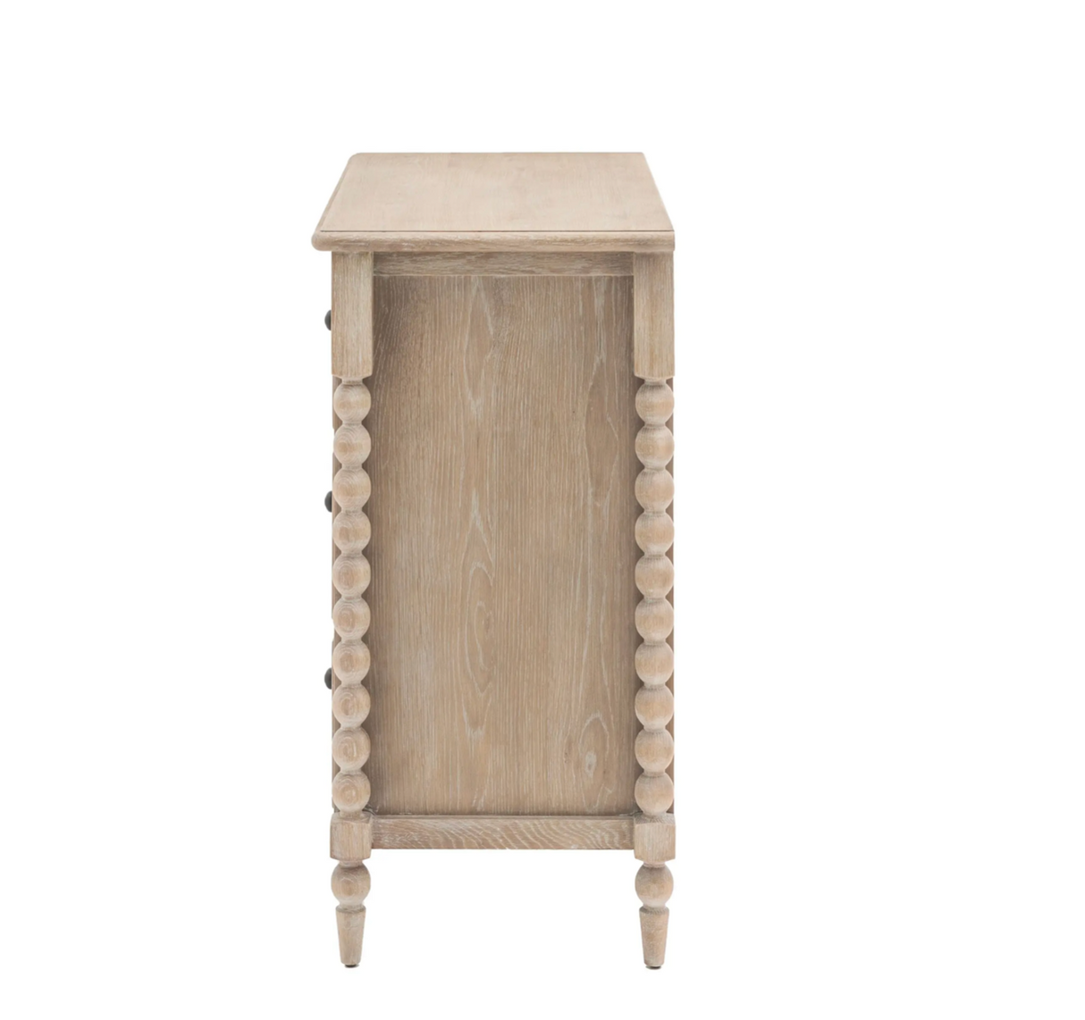 Wooden side table with spindle legs on a white background at the furniture store ni