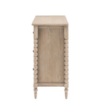 Wooden side table with spindle legs on a white background at the furniture store ni