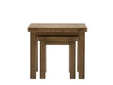 Hardwick nest of 2 tables showcasing their warm natural oak wood grain finish, clean classical lines, and robust solid frame construction.