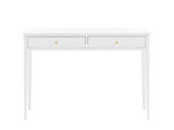 White console table with two drawers on a white background furniture store ni