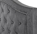 Upholstered grey bed frame NI stud detailing headboard furniture store ni
