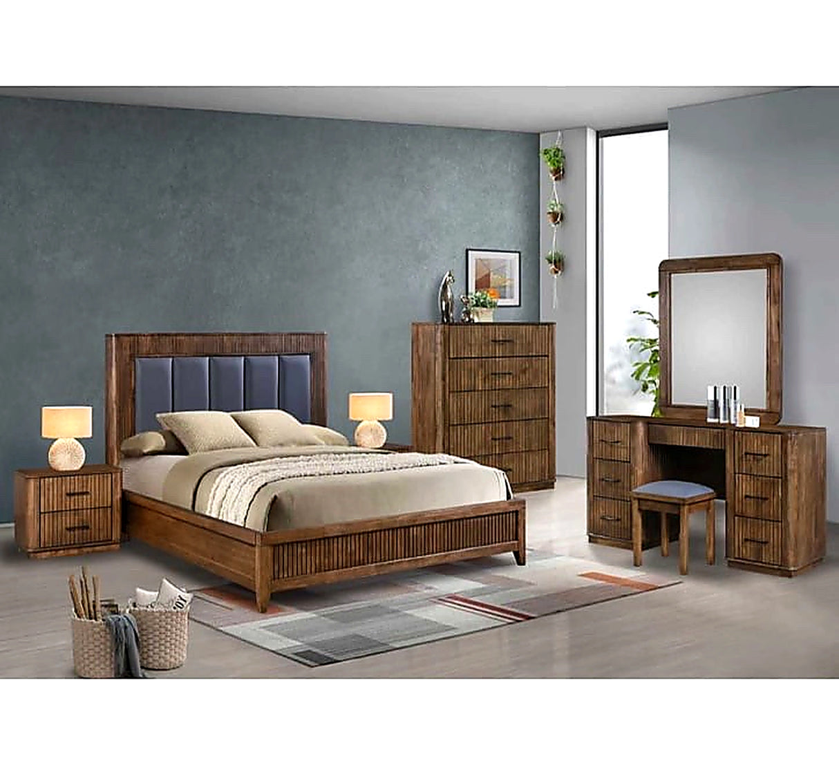 Vienna walnut bed frame Northern Ireland upholstered headboard furniture store ni