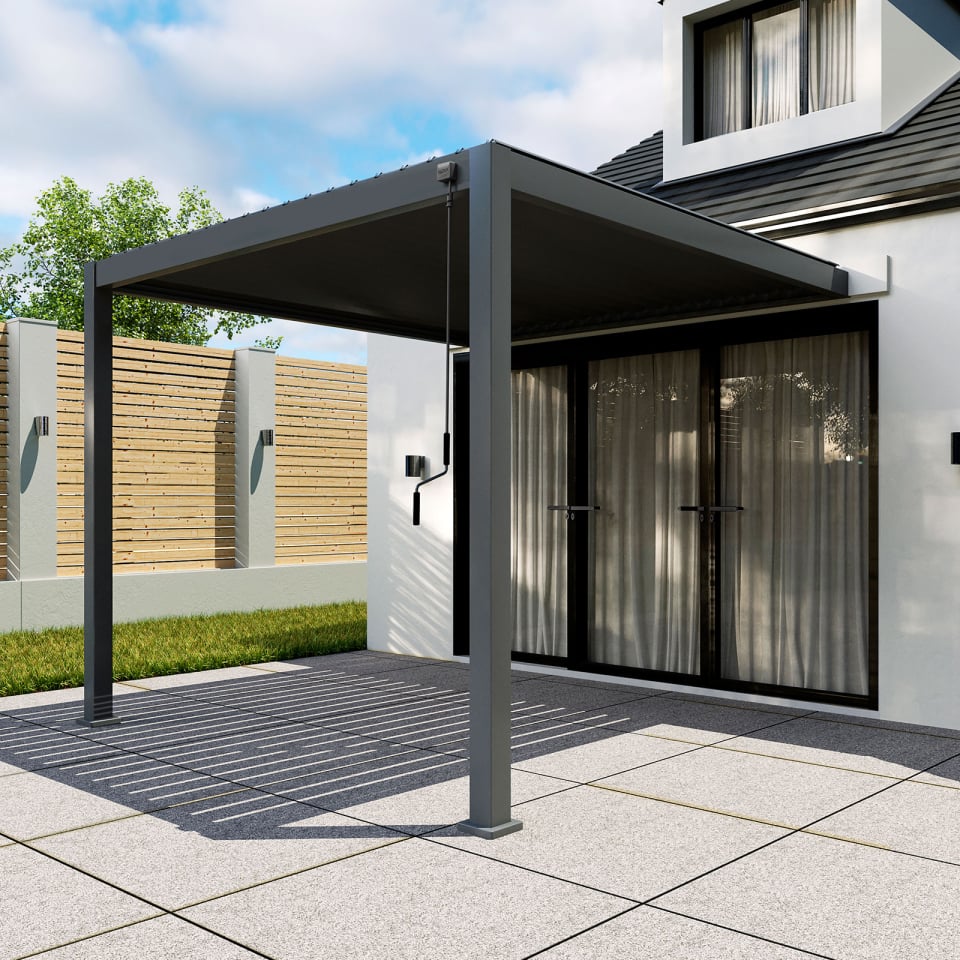 Hilton Aluminium Wall Mounted Pergola - 3m x 3m