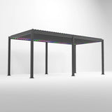 Hilton Plus Aluminium Metal LED Pergola in Graphite Grey