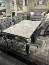 Shop display Lewis Glass Marble Style Chrome Dining Table
