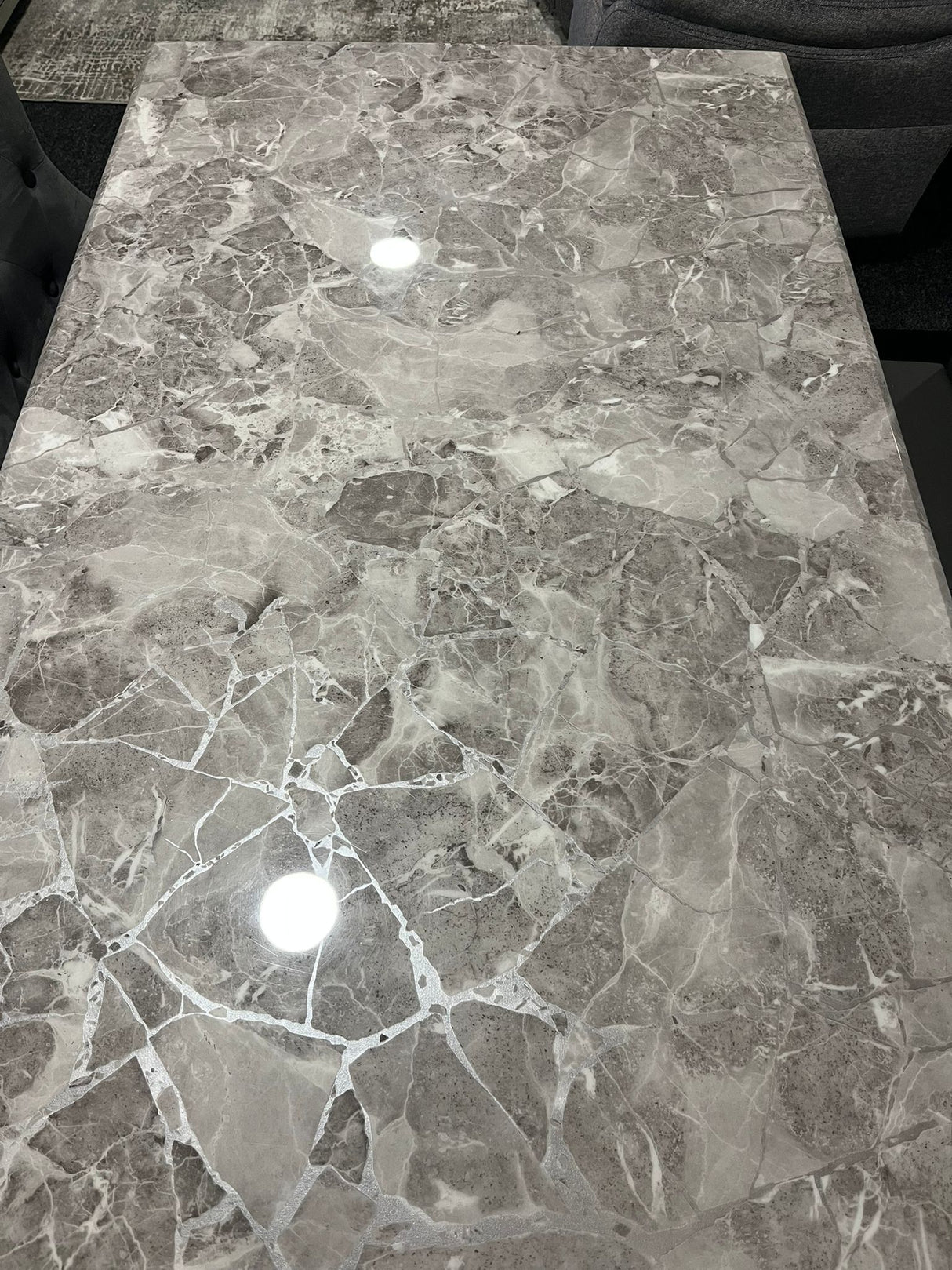 Shop display Lewis Glass Marble Style Chrome Dining Table