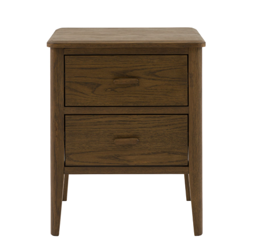 Camden 2 drawer bedside table in walnut