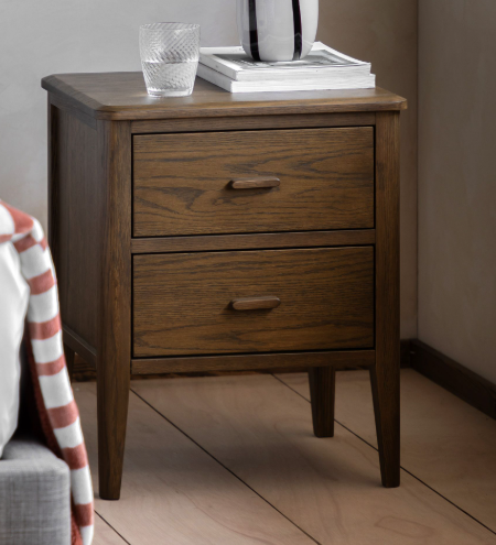 Camden 2 drawer bedside table in walnut – view 2