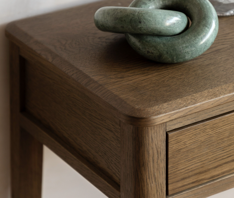Camden 2 drawer console table in walnut – view 3