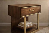 Dubai bedside table walnut and gold Northern Ireland furniture store ni