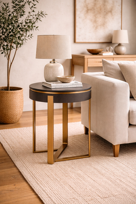 Santiago round side table Northern Ireland grey brown wood furniture store ni