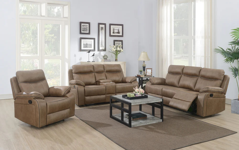 Kingston 3+2+1 Seater Recliner Sofas Tan Fabric
