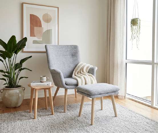 Lennox Chair with Stool Grey