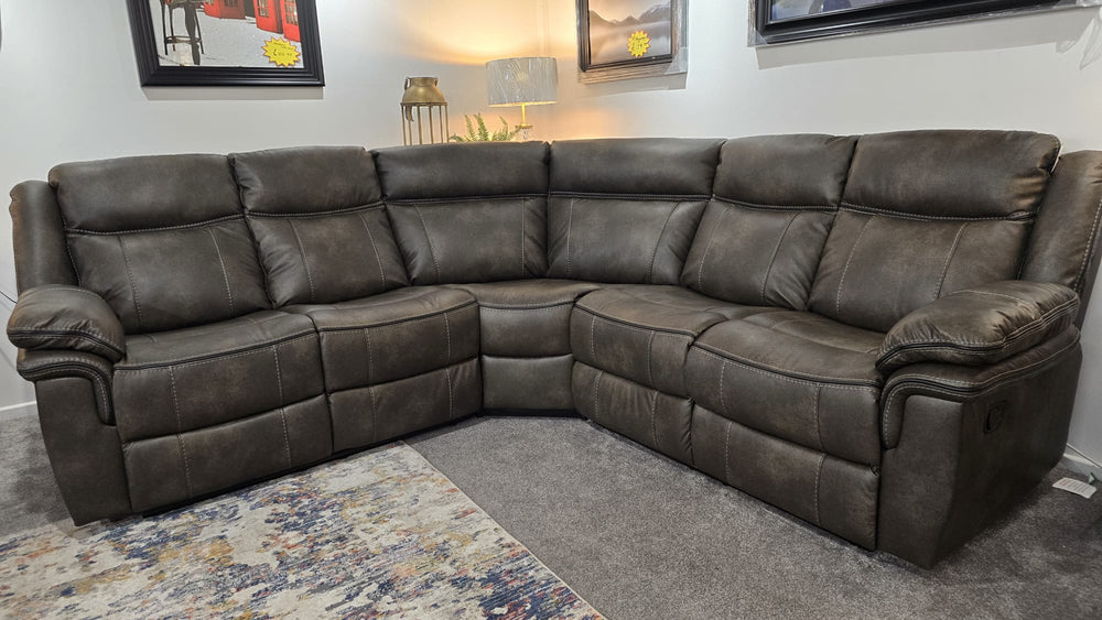 Luca Recliner Corner Sofa in Grey Leathaire
