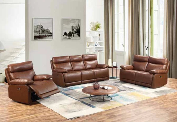 Landon 3+1+1 Seater Power Recliner Leather Sofas in Tan