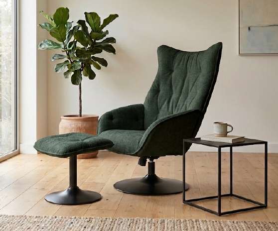 Osbourne Chair with Stool Grey