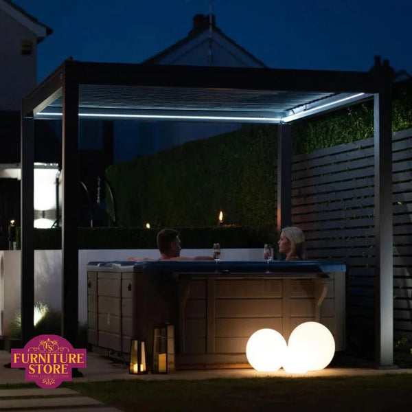 Hilton Plus Aluminium Metal LED Pergola in Graphite Grey