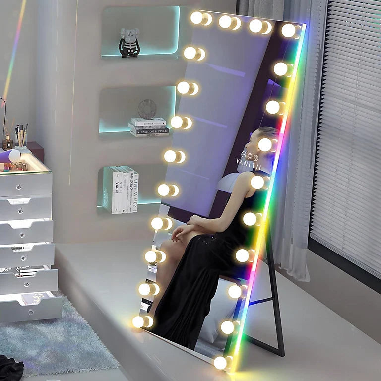 VANITII Marilyn Hollywood Vanity Mirror - RGB Full Length Wall Mountable Vanity Mirror with 22 Dimmable LED Bulbs