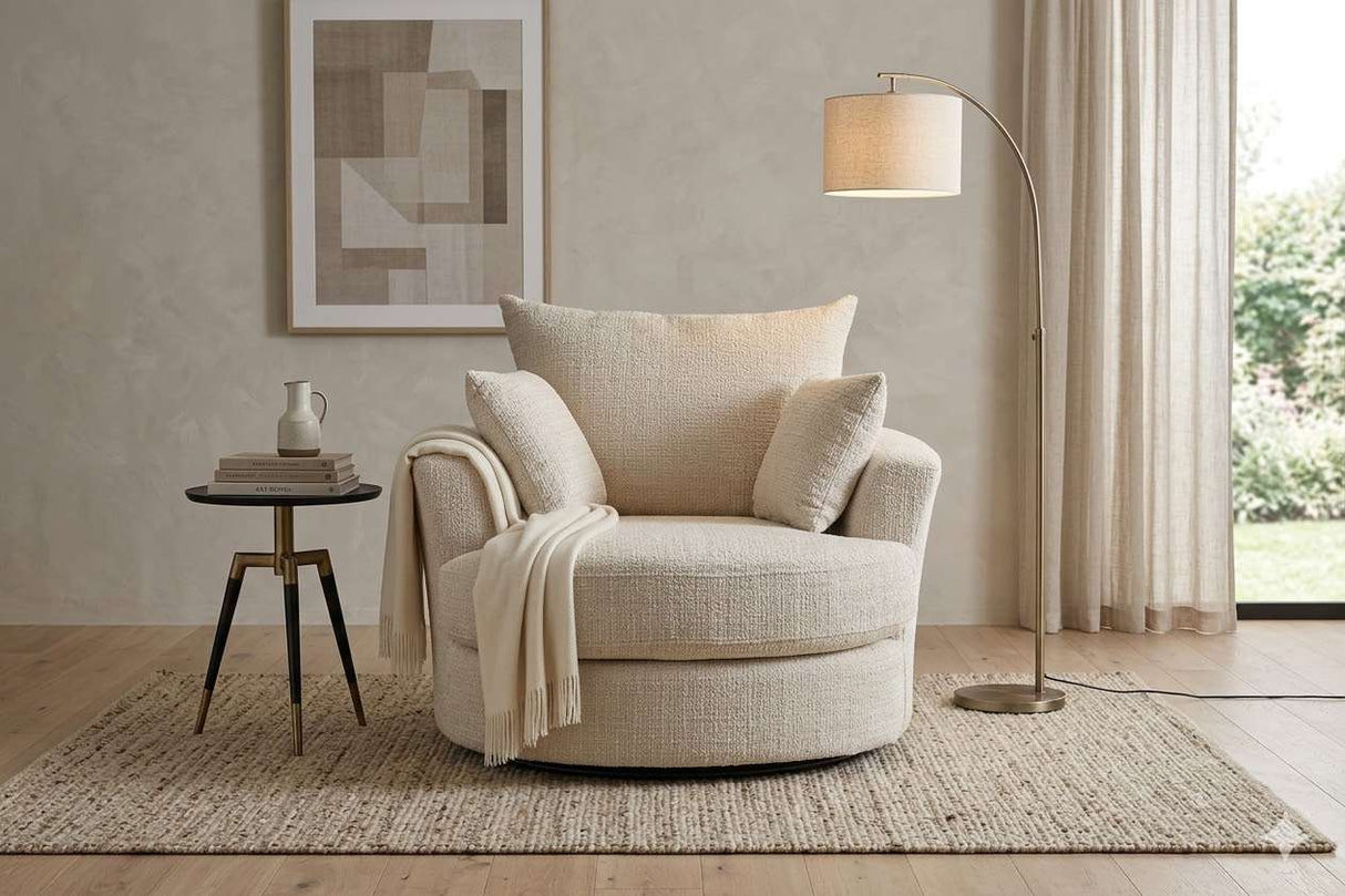Vito Round Swivel Chair Beige