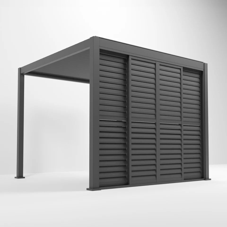 HILTON Pergola aluminium adjustable louvre sliding doors 3m