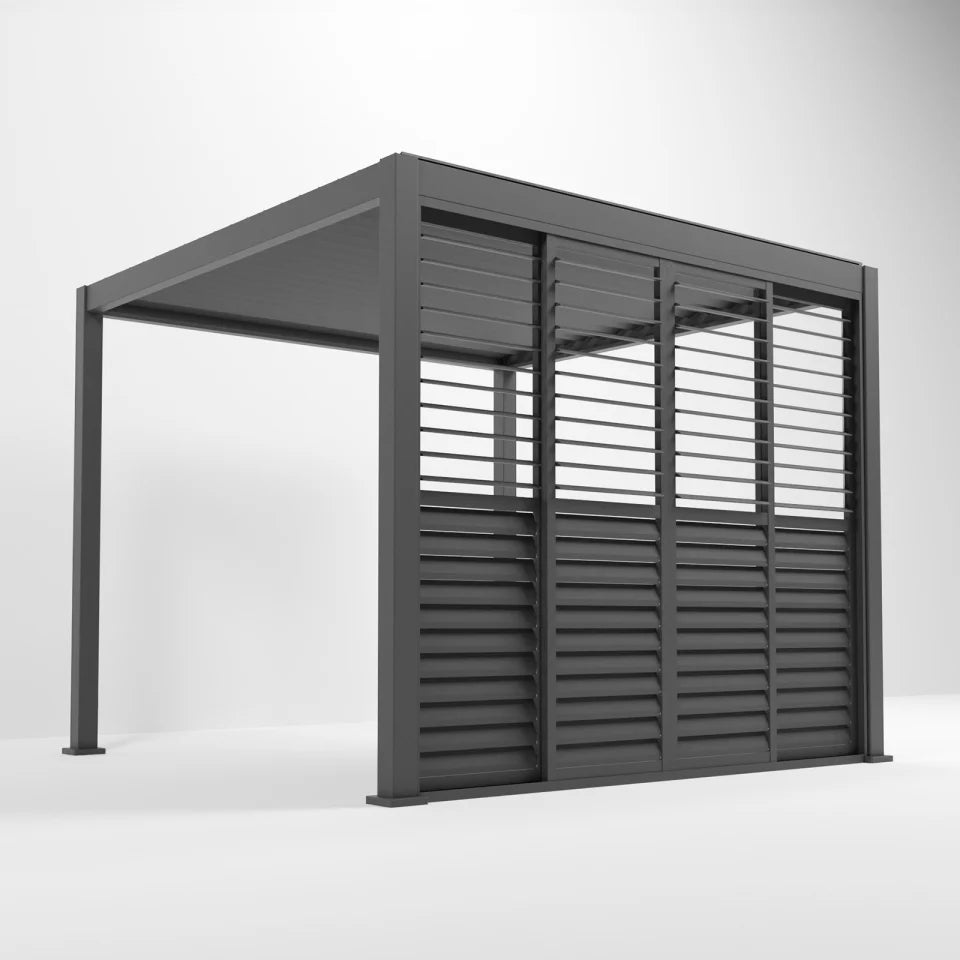 HILTON Pergola aluminium adjustable louvre sliding doors 3m