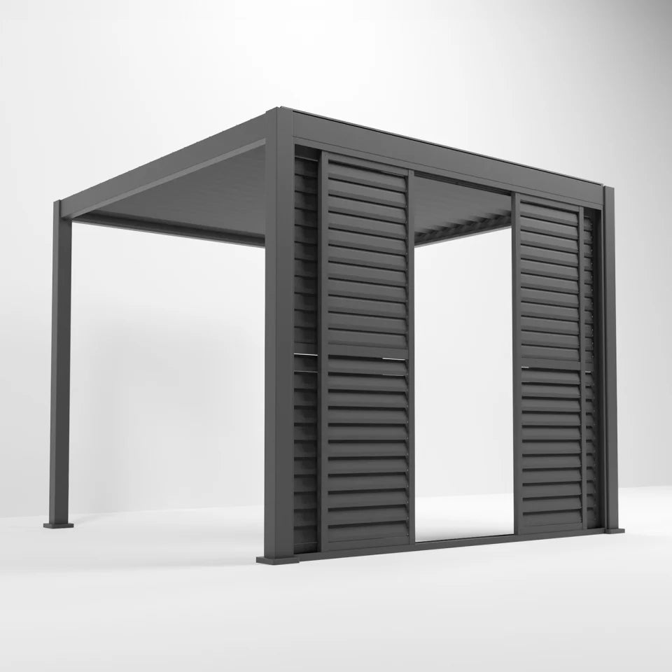 HILTON Pergola aluminium adjustable louvre sliding doors 3m