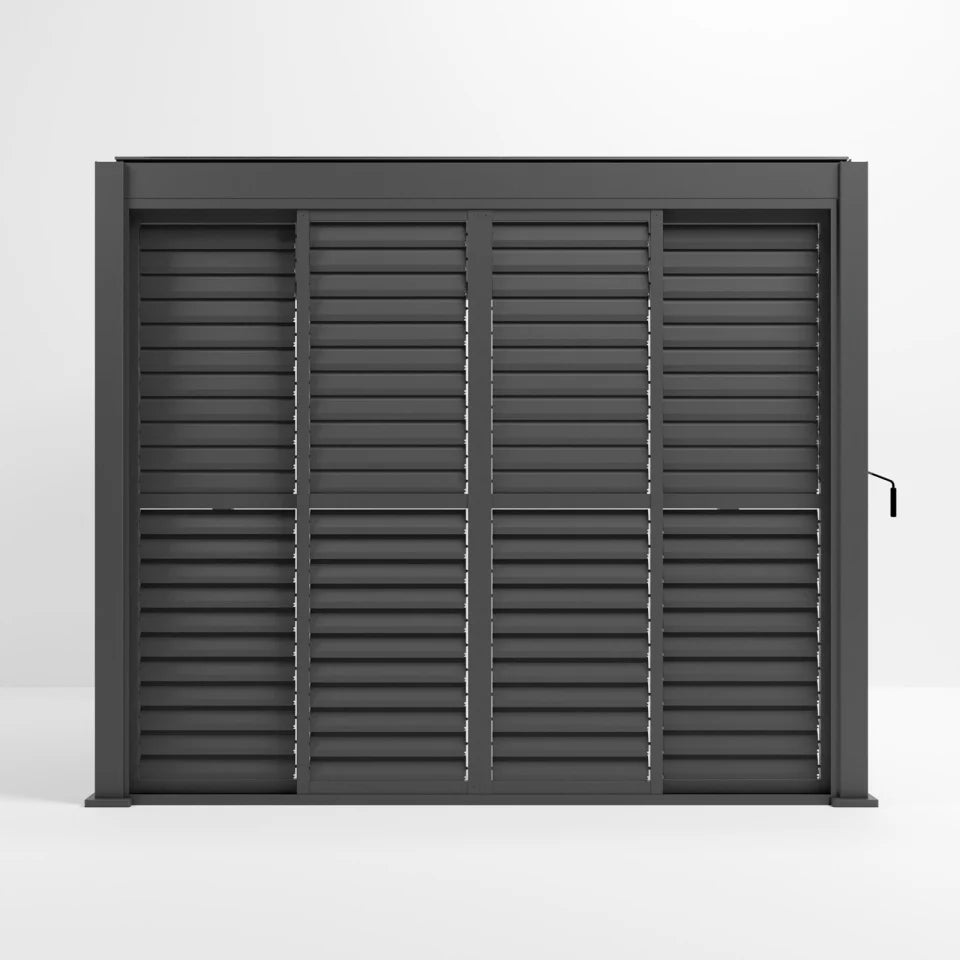 HILTON Pergola aluminium adjustable louvre sliding doors 3m