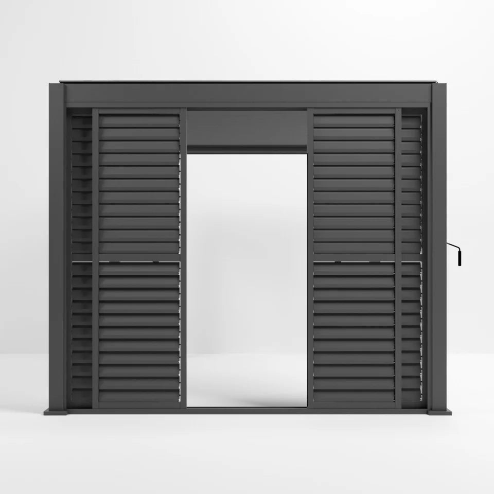 HILTON Pergola aluminium adjustable louvre sliding doors 3m