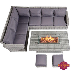 Aurora  Rattan Fire Pit Corner Sofa Set includes Armchair