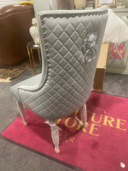 Grey velvet Belvedere cross stitch chair - Furniture Store NI