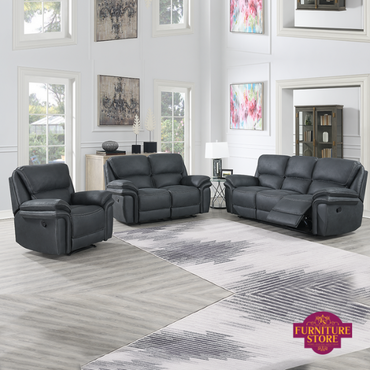 The large dark grey suite is a sumptuous suite, it comes in a 3 seater, 2 seater and armchair. We have it available to view in store, it is cushioned with the best foam fibre cushioning.