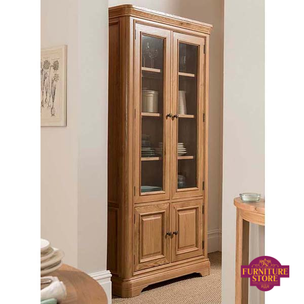 The Carmen display cabinet comes with shelving space and 2 glass doors and 2 cupboard style doors at the bottom.