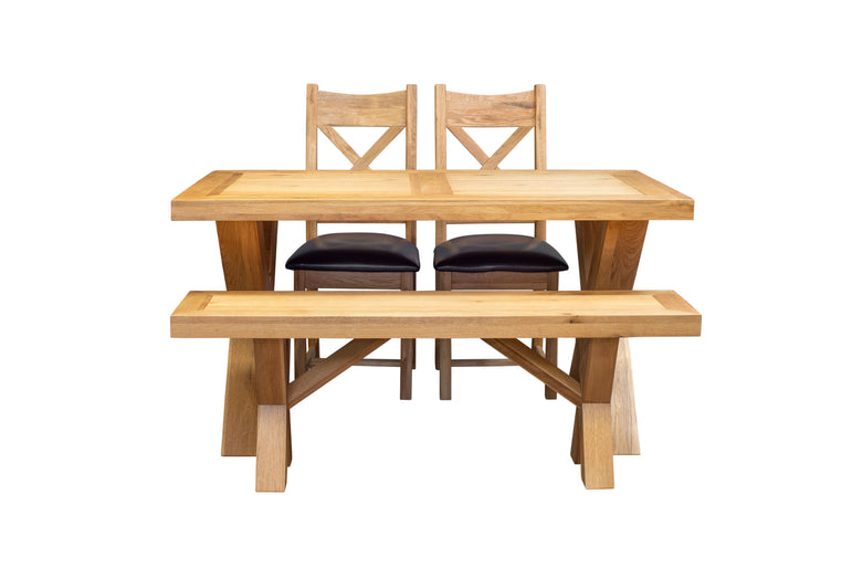 X Range - Dining Table Set - 1.5m - Oak/ Dark Oak