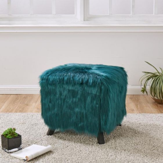 Faux Sheepskin Cube Stool - Furniture Store NI