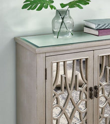 Gallo 4 Door Sideboard - Furniture Store NI - Champagne Edges - Ornate Detail and Glass Tops