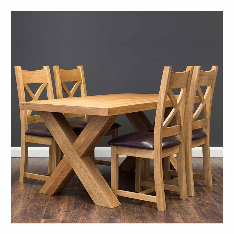 X Range - Dining Table Set - 1.5m - Oak/ Dark Oak