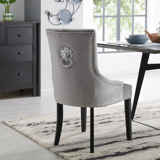Lion Chair - Silver Velvet - Furniture Store NI